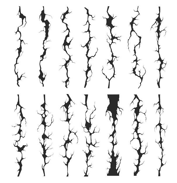 Vektor nahtloser gebrochener wandriss, spalte und knistern