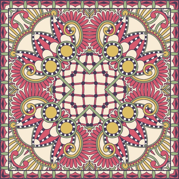 Nahtloser hintergrund der traditionellen dekorativen blumenpaisleybandana verzierung