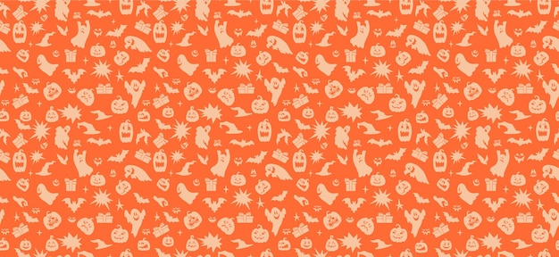 Nahtloser Hintergrund Halloween mit handgezeichneten Fledermäusen und Kürbissen Vorlage für Textilstoffdesign