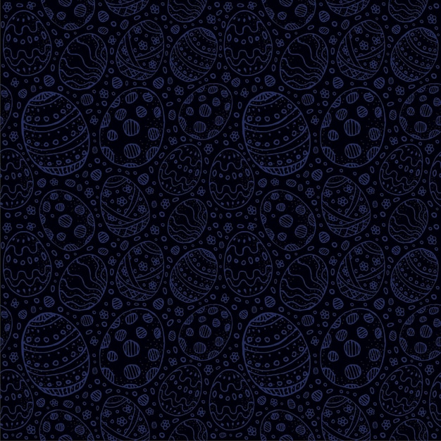 Nahtloser Hintergrund mit blauer Kontur Ostereier auf dunklem Hintergrund Stilisierte Ostereier