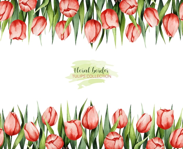 Nahtloser Hintergrund mit roten Tulpen Frühlingsillustration Geeignet für Banner, Postkarten, Broschüren