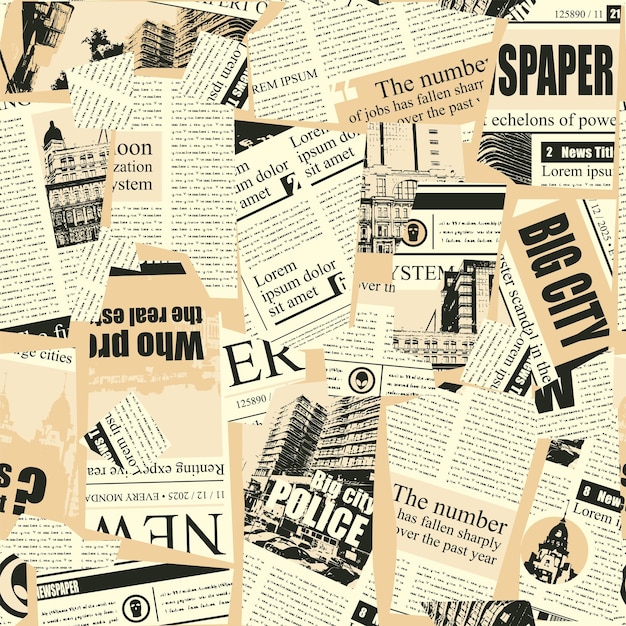 Nahtloser Hintergrund mit Zeitungscollage