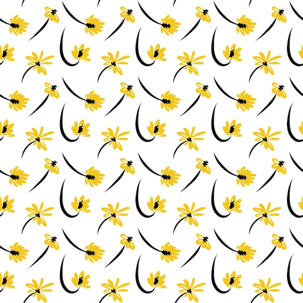 Nahtloser hintergrund von flauschigen gelben löwenzahnblumen vektorillustration