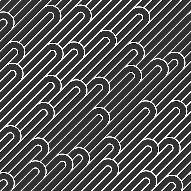 Nahtloser linearer vektor geometrisches minimalistisches muster, abstrakte linien, die hintergrund fliesen, gestreiftes weben, optisches labyrinth, verdrehte streifen. schwarz-weiß-design.