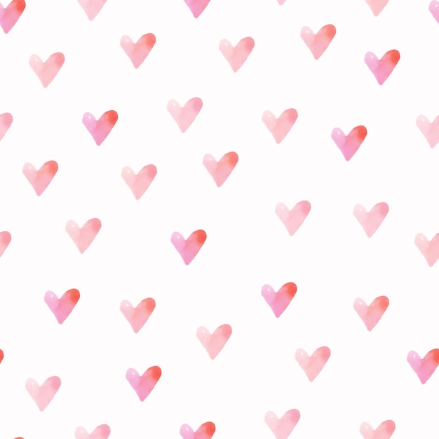 Nahtloser valentinstaghintergrund mit einfarbiger rosa aquarellherzform-grußkarte