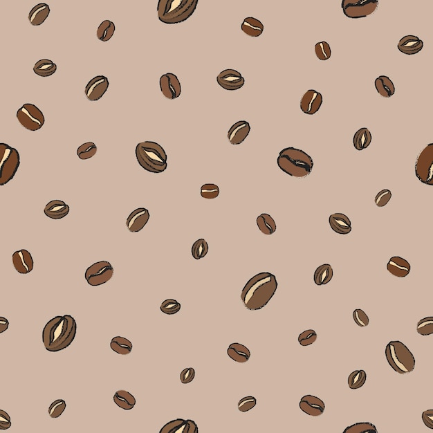 Nahtloser Vektor des Kaffeebohnenmusters auf braunem Hintergrund, nahtlose Tapete des Kaffeebohnenmusters