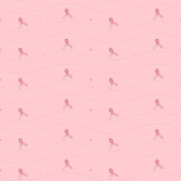 Nahtloses bandmuster auf pastellrosa hintergrund zur unterstützung der aufklärungskampagne gegen brustkrebs im oktober