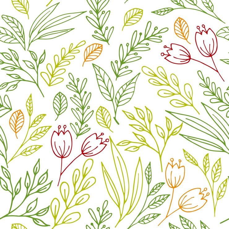Vektor nahtloses blumenmuster mit handgezeichneten blumen und pflanzen, perfekt für den druck
