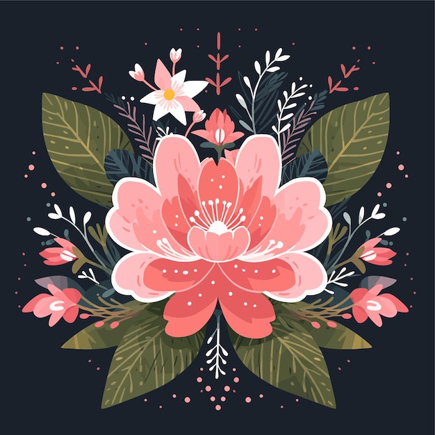 Nahtloses blumenmuster mit roten, rosa, gelben und weißen blüten farbiges botanisches design