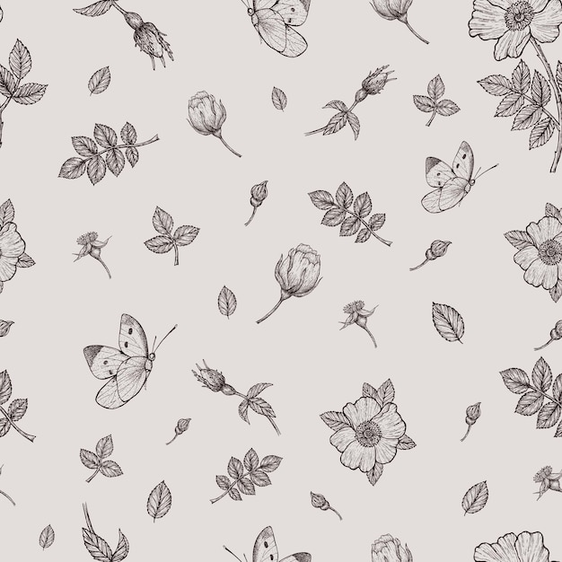 Nahtloses Designmuster mit Rosen Vintage nahtloses Blumenmuster Klassische Luxus-Tapetenblume