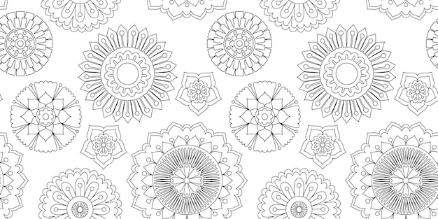 Nahtloses florales Zentangle-Muster zum Ausmalen von Buchillustrationen