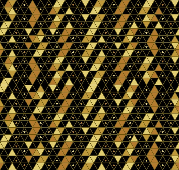 Nahtloses geometrisches muster in gold und schwarz. abstrakte gitterillustration