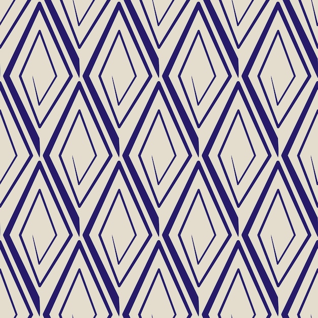 Nahtloses geometrisches Muster mit Rhombus Abstraktes ethnisches Ornament Blauer Spiralson beige Hintergrund