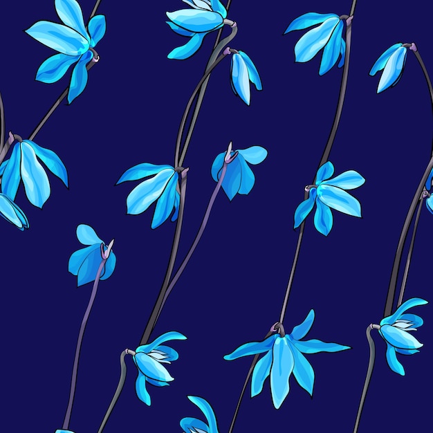 Nahtloses mit Blumenmuster mit blauen Blumen.