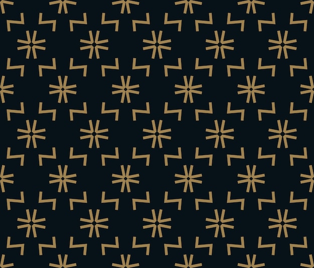 Nahtloses muster aus sich kreuzenden dünnen goldenen linien auf schwarzem hintergrund abstraktes nahtloses ornament