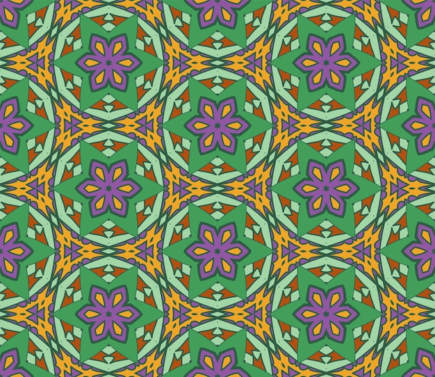 Nahtloses Muster der abstrakten bunten Gekritzelblume. Floraler geometrischer Hintergrund. Mosaikfliese