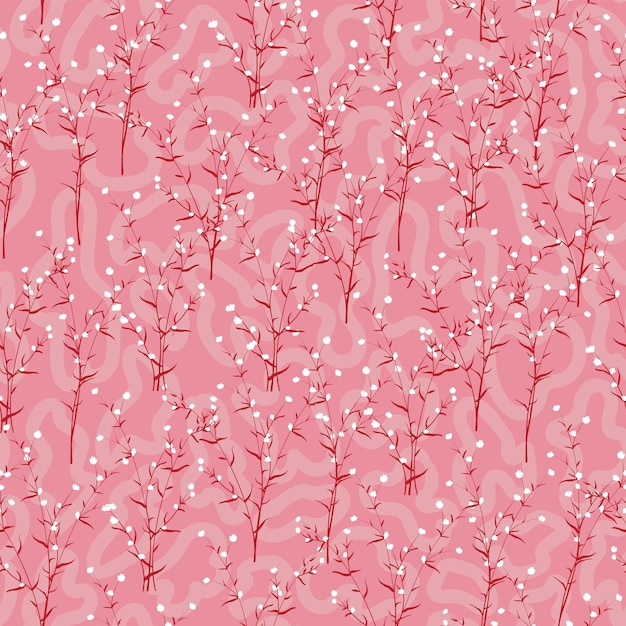 Nahtloses Muster der blühenden Wildblume auf abstraktem Hintergrund