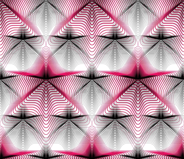 Nahtloses Muster der geometrischen bunten gestreiften Überlagerung, heller abstrakter Hintergrund des Vektors. Grafische symmetrische Verzierung.
