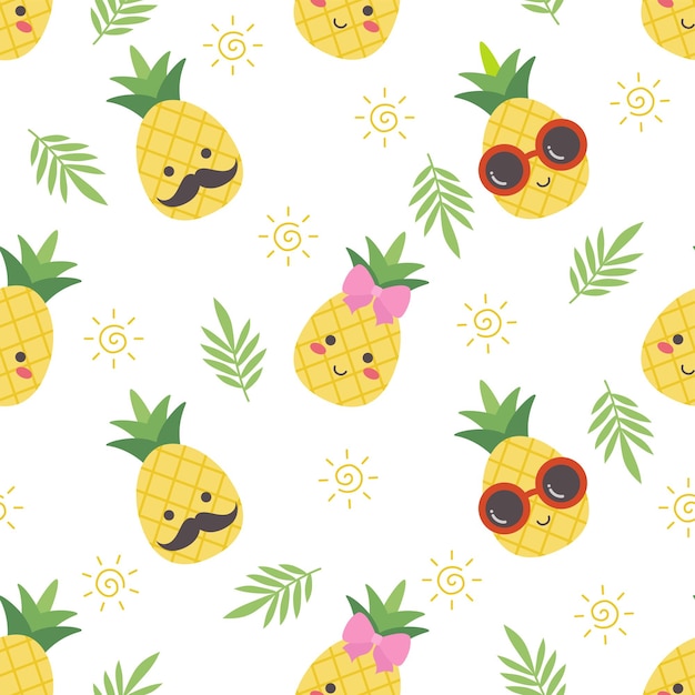 Vektor nahtloses muster der netten ananas des flachen designs auch im corel abgehobenen betrag