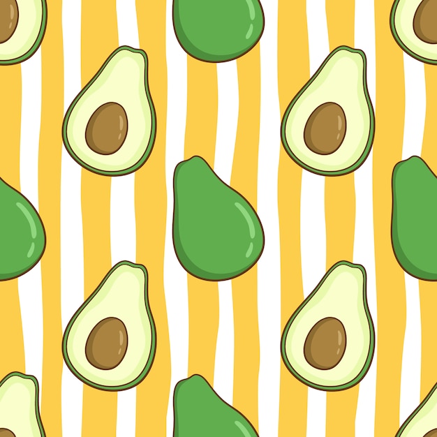 Nahtloses muster der niedlichen avocado mit farbigem gekritzelstil