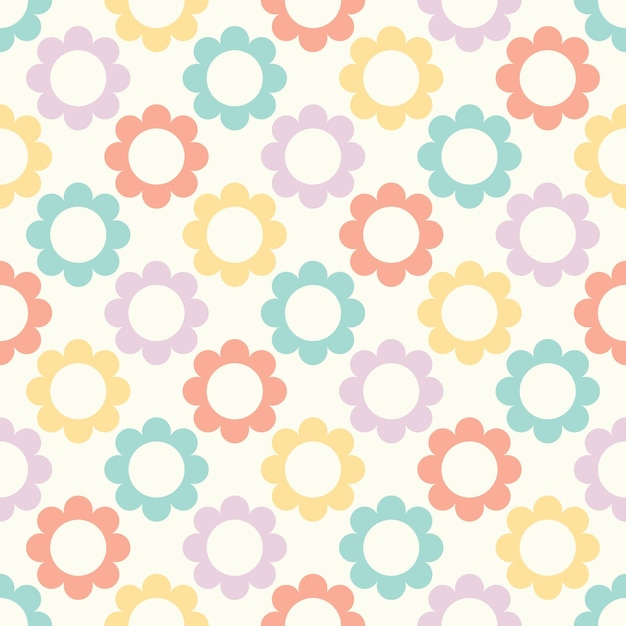 Nahtloses Muster der niedlichen Flower Power Dekorativer Retro-Minimalstil-Blumenhintergrund