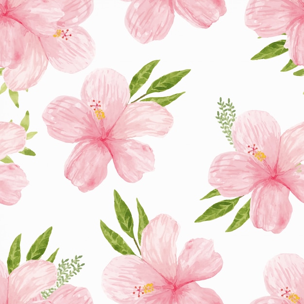Nahtloses Muster der rosa Hibiskusblume des Aquarells