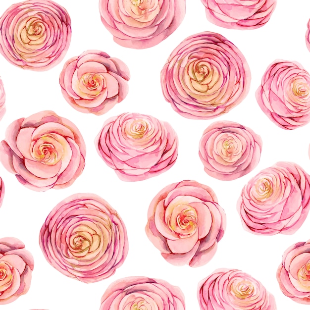 Nahtloses Muster der rosa Rosenknospen des Aquarells