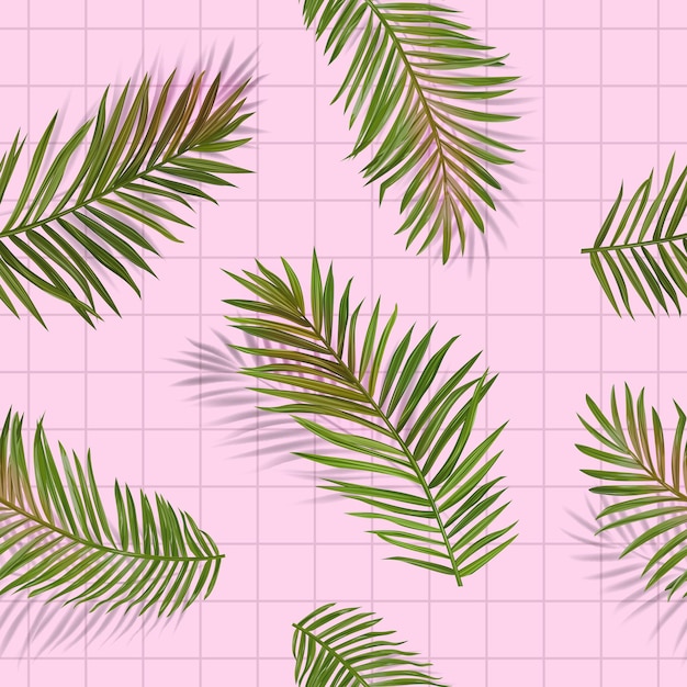 Nahtloses Muster der tropischen Palmblätter. Dschungel-Blumenhintergrund. Sommer exotisches botanisches Laub-Design mit tropischen Pflanzen für Stoff, Modetextilien, Tapeten. Vektor-Illustration