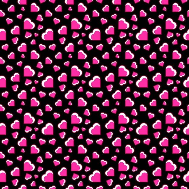 Nahtloses Muster des Herzformvektors kritzeln schwarze und weiße abstrakte Hintergrundillustration für Digital- und Druckmaterialien