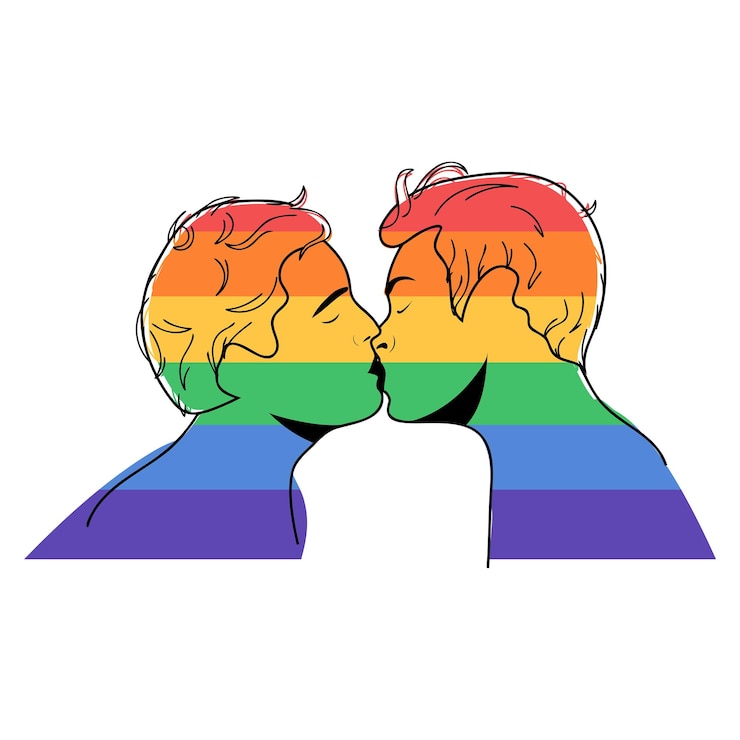 Vektor nahtloses muster des küssens homosexueller paare