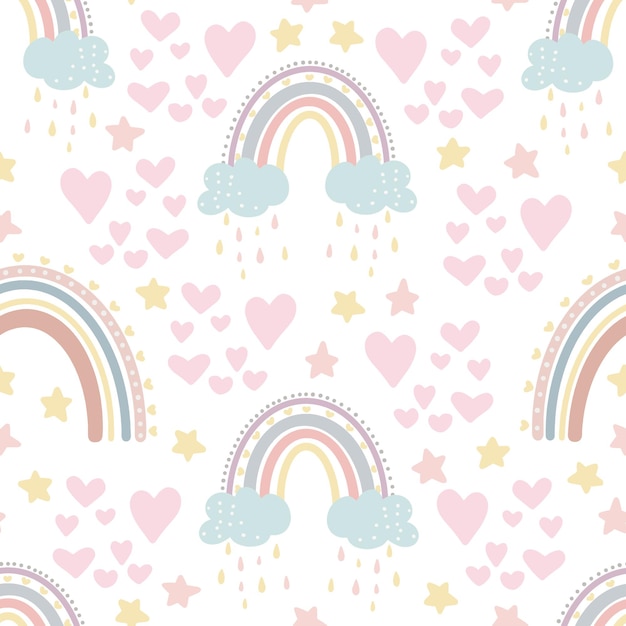 Nahtloses Muster des niedlichen Regenbogens Digitales Papier