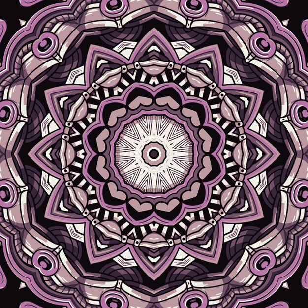 Nahtloses Muster ethnischer Boho-Kunst-Mandala-Doodle-Vektor