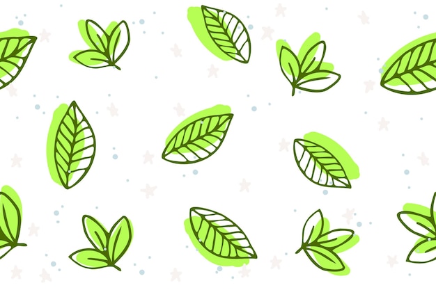 Nahtloses Muster floraler kindischer Textilhintergrund mit grünen Blättern für Stoffverpackungspapier Bettwäsche Wohnkultur Druck