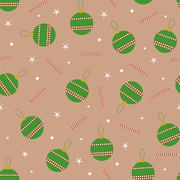 Nahtloses muster grüne weihnachtsdekoration mit weißen kreisen und sternen