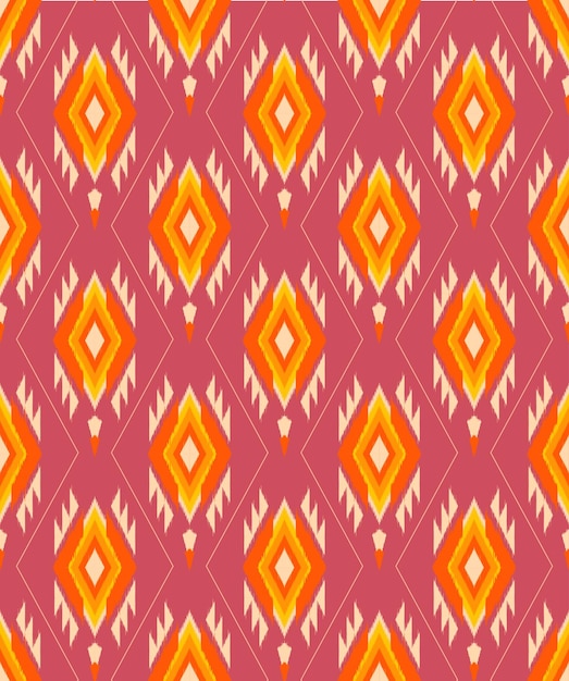 Nahtloses Muster Ikat roter Farbstil Aztekischer mexikanischer Navajo Vektor Tribal Vintage ethnisch nahtlos