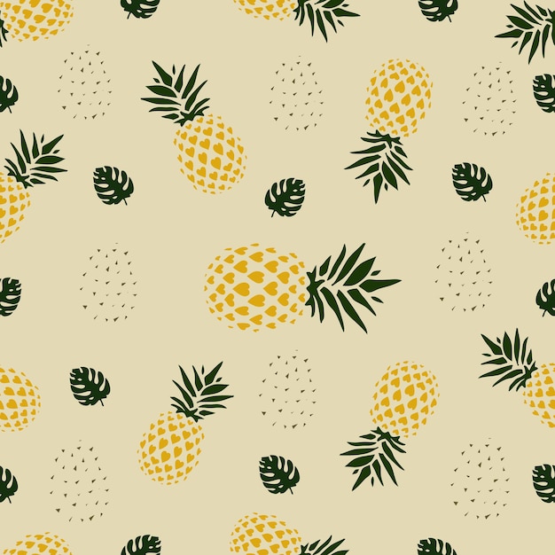 Nahtloses Muster Liebe Ananasfrucht mit Palmblattdesign für Hintergrundbildkleidung wra