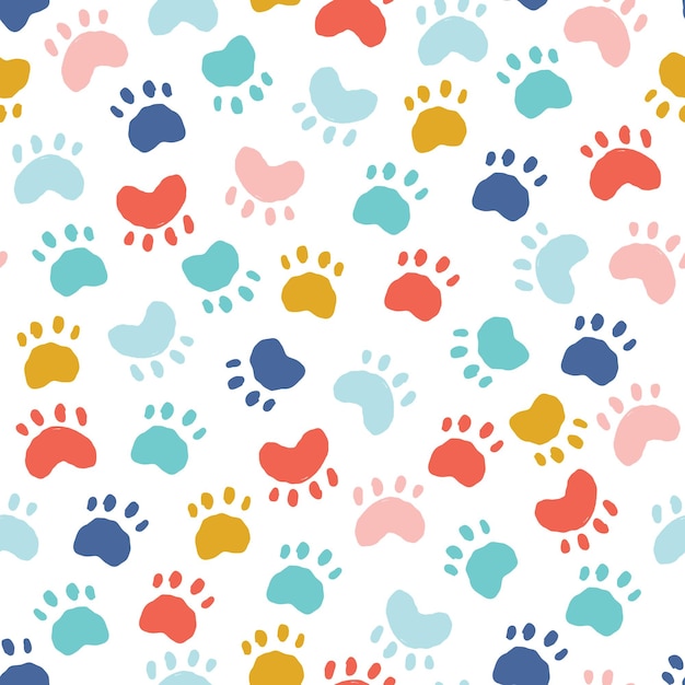 Nahtloses Muster mit abstraktem Tierfußabdruck Vektor-Pet-Trail-Hintergrund Kreative kindliche Textur im skandinavischen Stil Ideal für Stofftextilien