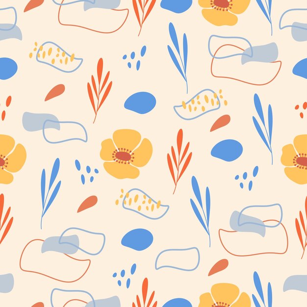 Nahtloses Muster mit Blumen und modernem minimalistischen Design Vektor für Sommer Hintergrund Tapeten Stoff Hintergrund Bilderrahmen Webseite