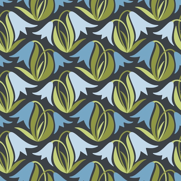 Nahtloses muster mit dekorativen gekritzelblumen textiloberflächendesign-vektorillustration