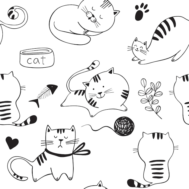 Nahtloses Muster mit dem Spielen von Katzen