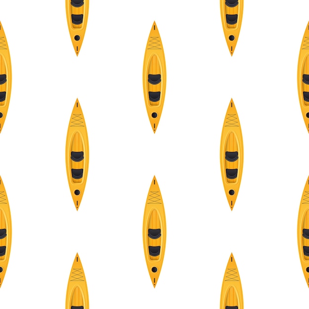 Nahtloses muster mit gelben kajaks. geeignet für postkarten, hintergründe, bücher und poster. vektor-illustration.