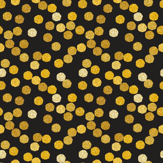 Nahtloses Muster mit goldenen Glitzerpunkten Vektorillustration im handgezeichneten Stil