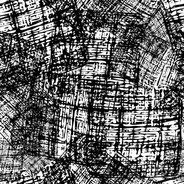 Nahtloses Muster mit handgezeichnetem schwarzem Kritzelabstrich. Abstrakte Grunge-Textur. Vektor-Illustration