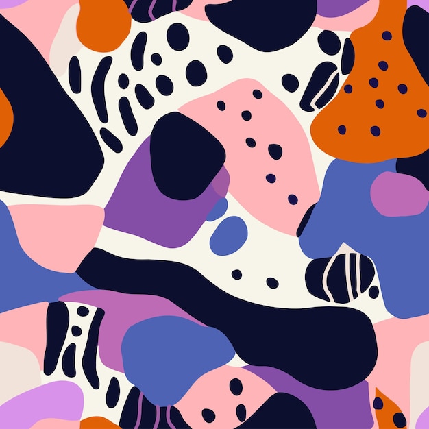 Nahtloses Muster mit handgezeichneten abstrakten Formen. Vektorillustration