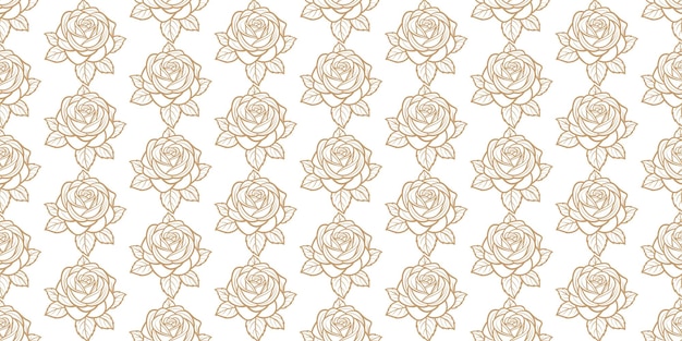 Vektor nahtloses muster mit handgezeichneten goldenen rosen