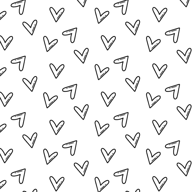 Nahtloses muster mit herzen doodle-stil kindischer druck mit heartsvector illustration