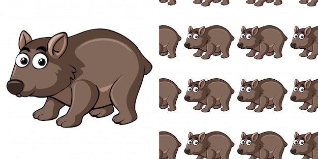 Nahtloses muster mit niedlichem wombat