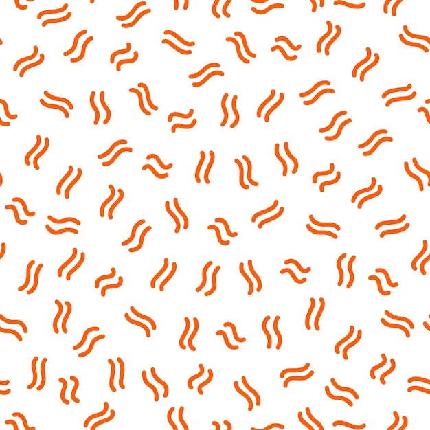 Nahtloses muster mit orangefarbenen winzigen wellenlinien