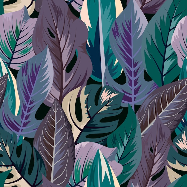Nahtloses Muster mit schönen exotischen tropischen Blättern