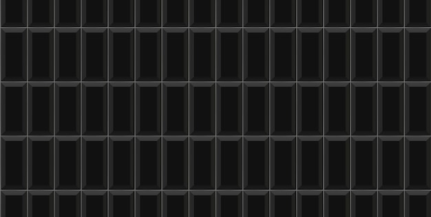 Nahtloses Muster mit schwarzen vertikalen U-Bahn-Fliesen Wand mit Backsteinstruktur Vektorgeometrisches Design